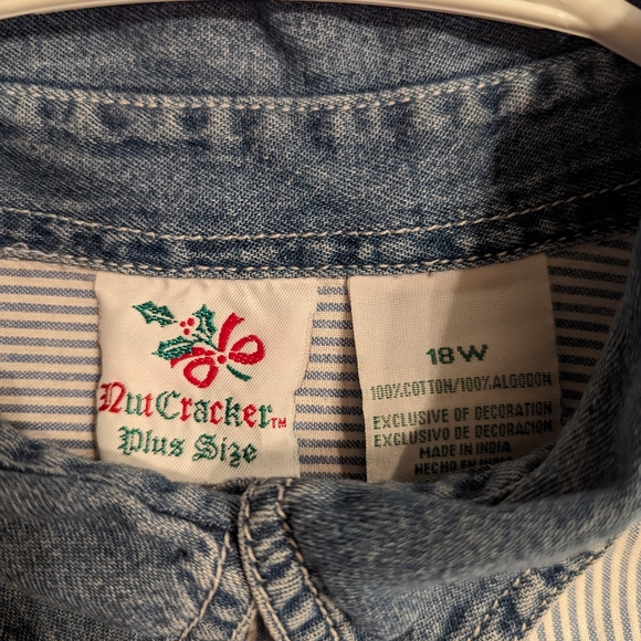 Vintage Pinstripe & Demin women's plus size button down - Picture 4 of 4